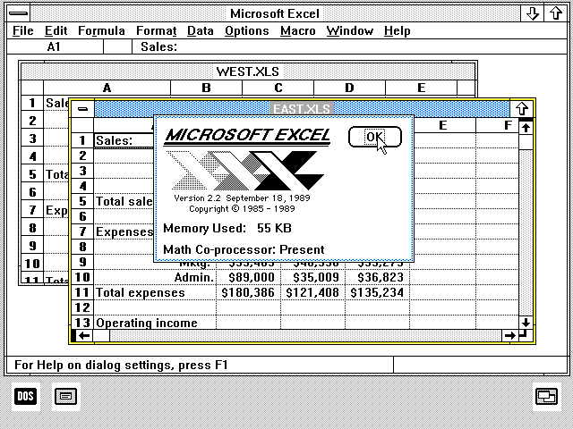Microsoft Excel 2.2 for OS2